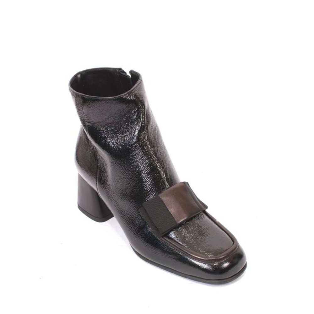 Luca Grossi 855 Black Patent Leather Ankle Heel Boots